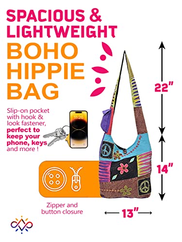 Image of THE COLLECTION ROYAL Hobo Crossbody Bags for Women, Boho Purse, Boho Bag | Hippie Bag, Indie Tote Bag, Cloth Purse for Women