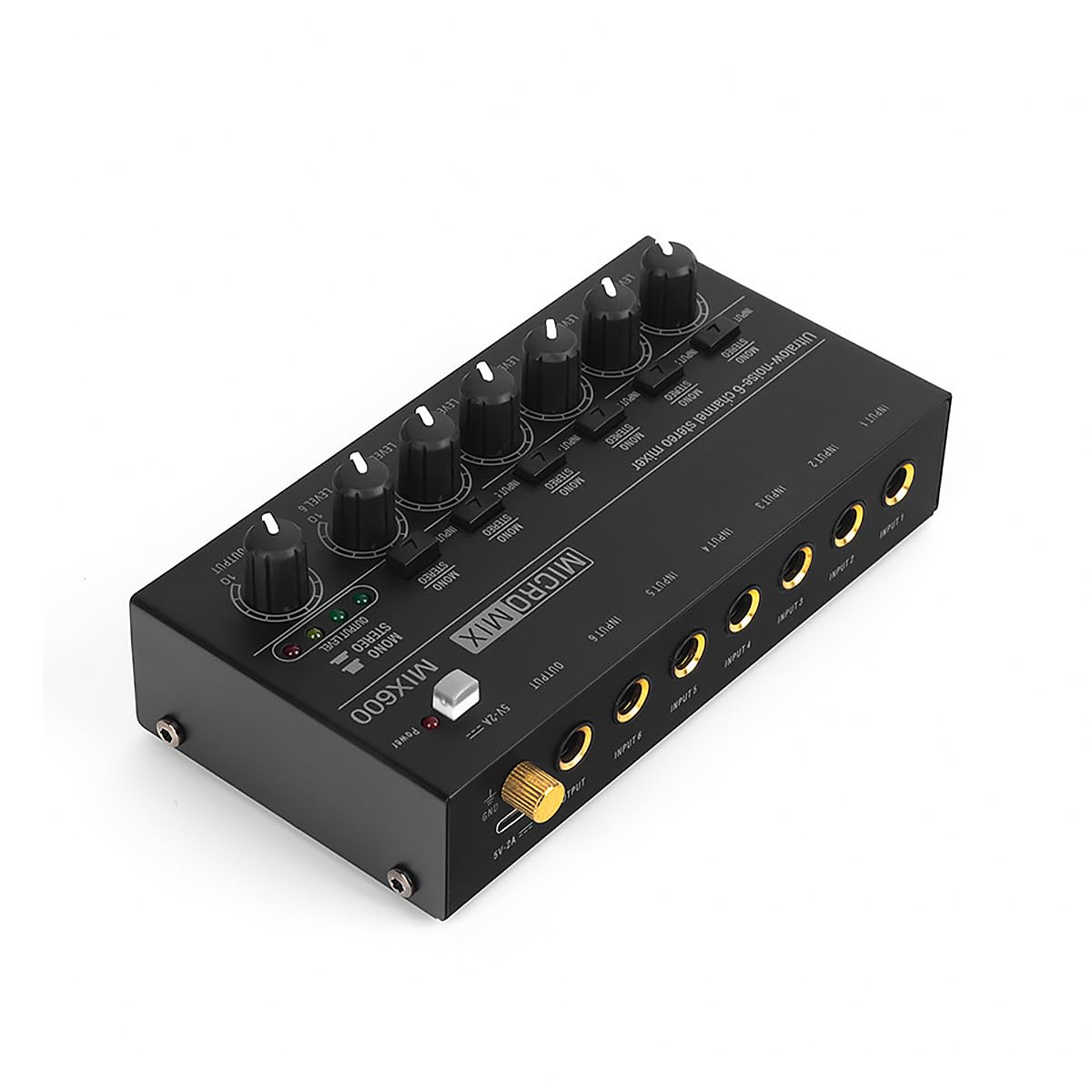 Mezclador de sonido ultra compacto de metal de bajo ruido de 6 canales estéreo mezclador de línea para grabación en estudio doméstico en vivo