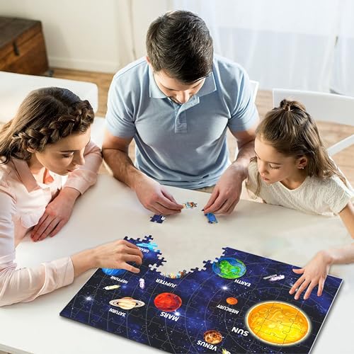 Image of Ankit Toys & Games 100-Piece Jigsaw Puzzles for Kids Ages 6+, Educational and Engaging Geography Puzzle with Vibrant Map Learning (Solar System)