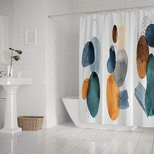 Rideau de douche avec crochets décoratifs en polyester imperméable - 3