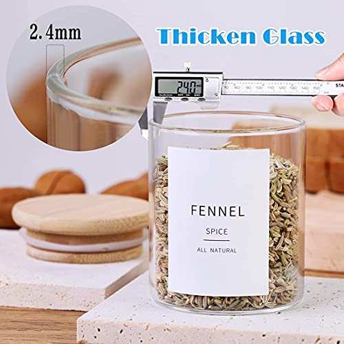 Glass Spice Jars With Bamboo Lids - 20 Pcs Thicken(2.4Mm) 4Oz Airtight Seasoning Containers With 131 Waterproof Minimalist Spice Labels Preprinted - Small Herb Jars For Pantry Organization And Storage #TOP5