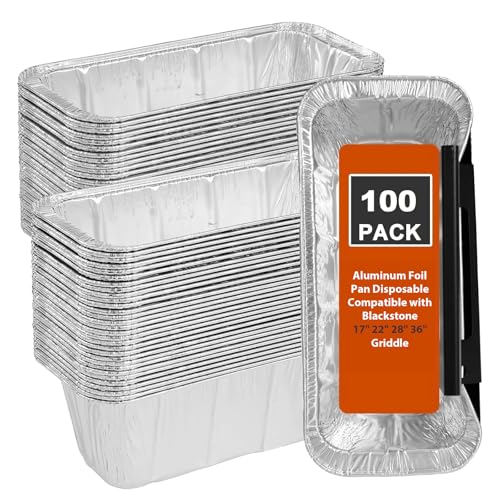 Image of 100 Pack Grease Cup Liners Compatible with Blackstone Griddle 5017 - Griddle Accessories, Disposable Grill Grease Tray, Aluminum Foil Drip Pan Grease Catcher Cup Liner for 17, 22, 28, 36 Inch