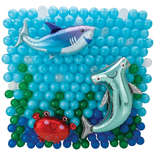 amscan  Kit de Gota Trasera de Globos de látex Marino y lámina de Aluminio, 183 cm, Multicolor, 260 Unidades caída (110772)