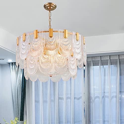 Lámpara Colgante de Cristal con Forma de Flor Francesa, Colorida, E27/E26, Base de latón, lámpara Colgante Vintage para Cocina, Isla, Comedor, Sala de Estar, Estudio (B) (Color Oscuro)