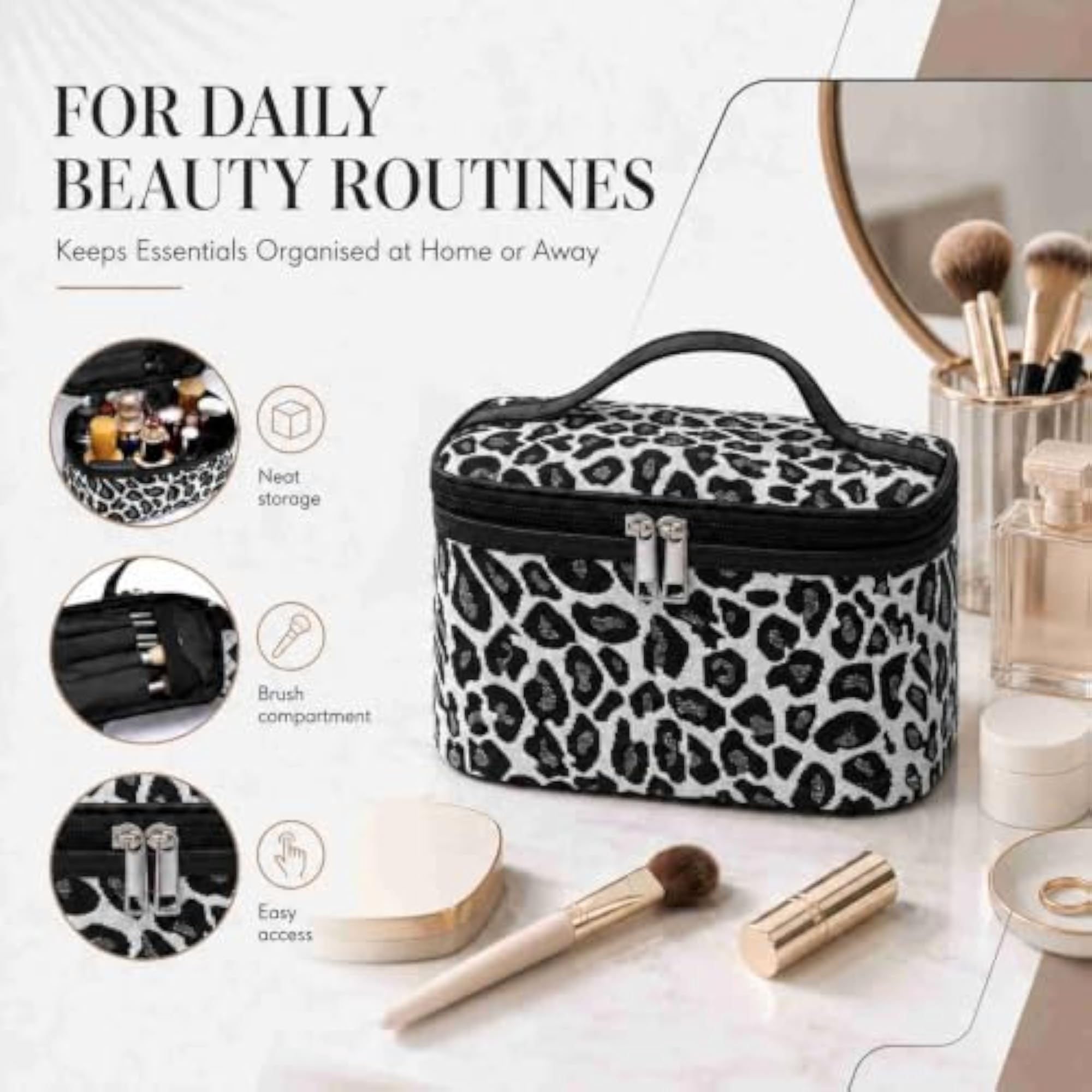 Leopard Print Travel Makeup Bag Organizer