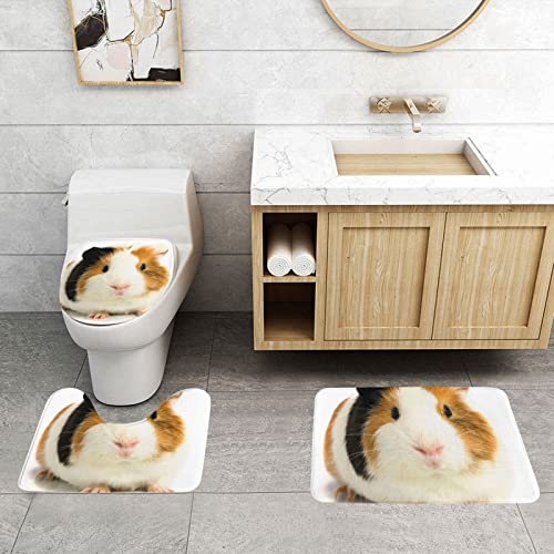 DEPILA Badezimmer 3-teiliges Badezimmerteppich-Set mit niedlichem Meerschweinchen-Druck 3-teiliges Badezimmerteppich-Set mit Badematte + Kontur + Toilettendeckelbezug, rutschfeste Unterlage Sets – Bild 4