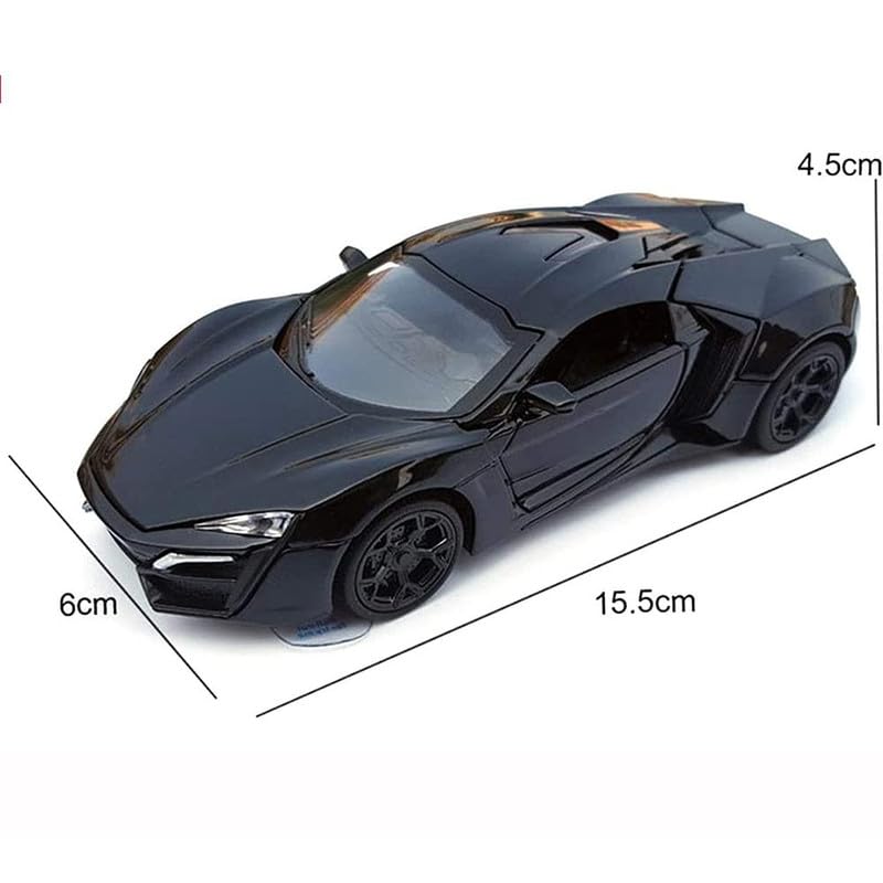 Image of New 1:24 Hyper Sport Diecast Alloy Metal Pull Back Car with Openable Doors Music Sound and Light Vehicle Toy Car for Kids Boys (Black)
