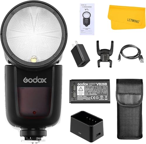Godox V1-S for Sony Round Head Camera Flash, 2.4G 1/8000 HSS TTL Flash Speedlite, 480 Full Power...