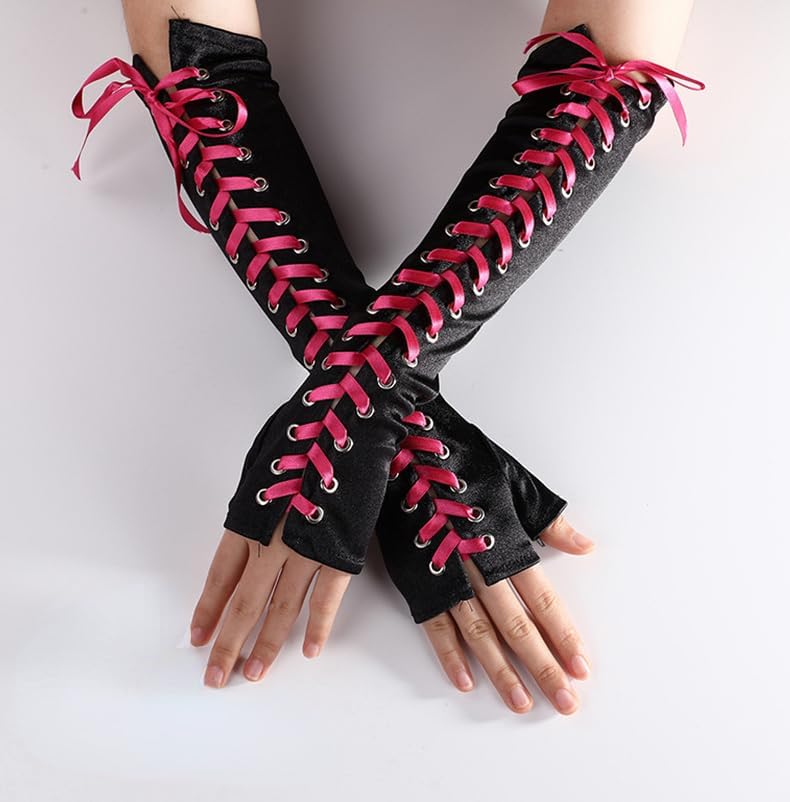 Miniatura 2 de Y2k - Calentadores de brazo de moda, góticos, punk, guantes largos sin dedos, grunge, accesorios geniales para mujeres, mangas Emo Alt japonesas