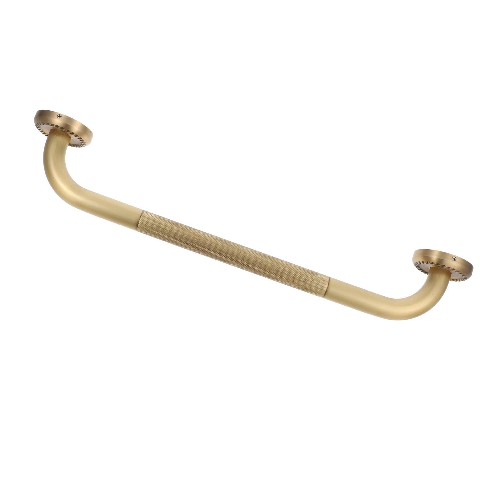 Healeved Pasamanos de seguridad antideslizante de cobre dorado para baño y escalera, barra de apoyo redondeada para personas mayores, diseño humanizado cómodo