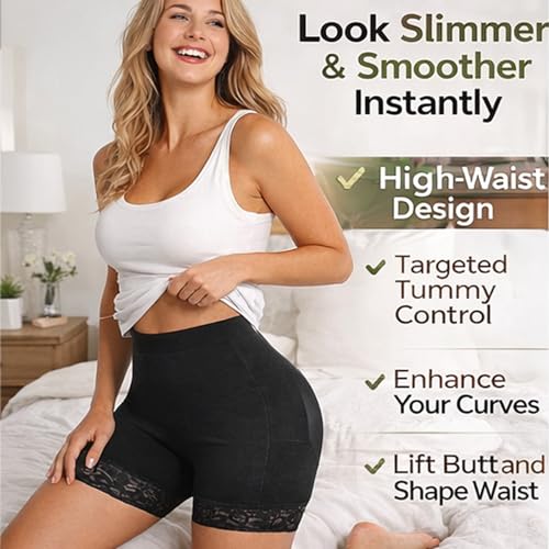Lace Butt Lifting Shapewear Shorts Tummy Control Shorts Lace Body Shaper Shorts Thigh Slimmer BL-SW07 Black - image 4