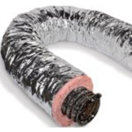 GAF Master Flow 8" X 25" Insulated Flexible Duct with R8 Insulation and Thermal Efficiency| Meets The UL181 Standard, The Duct ensures high Safety & Quality Standards, with a Heavy Duty Silver Jacket