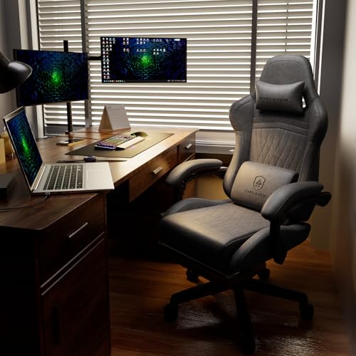 Image of GTPLAYER Gaming Chair with Speakers, Video Game Chairs with Footrest, PC Gamer Chairs for Adults - Padded High Back Ergonomic Reclining Silla Gamer, Linkage Armrest, Ace Pro, Grey