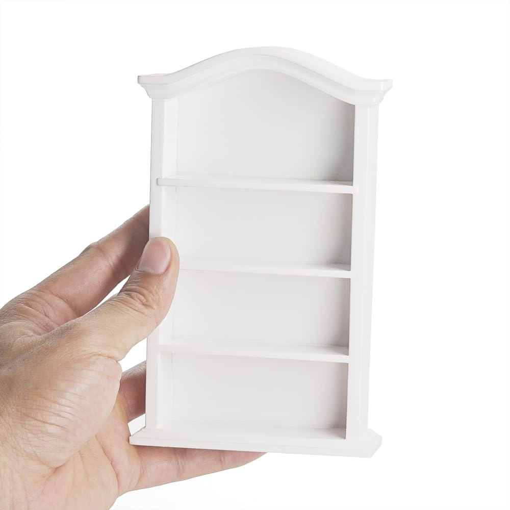 Odoria 1/12 Scale Dolls House Miniature Shelf Mini Bookshelf Bookcase Miniatures Dollhouse Furniture Accessories, White