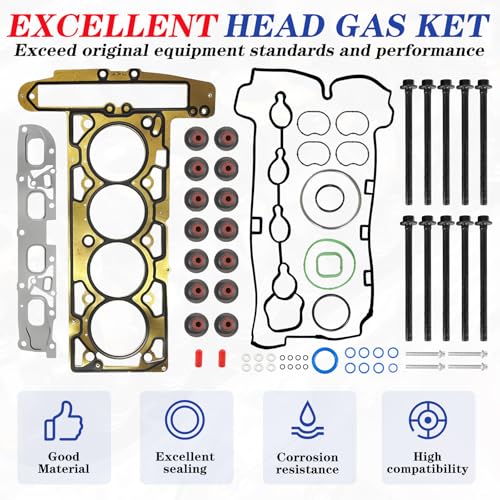 Image of Engine Head Gasket Set w /Cylinder Head Bolts ES72196 | Compatible with 2010-2017 Chevy Equinox Captiva Malibu GMC Terrain Buick Regal Lacrosse, GMC 2.4L 2384cc 145cid L4 DOHC