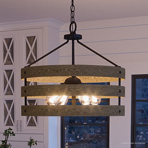Lowest Price Luxury Modern Farmhouse Chandelier Light, Medium Size: 18.25"H x 21.625"W, with Rustic Style Elements, Charcoal Finish, UHP2474 from The Adelaide Collection by Urban Ambiance