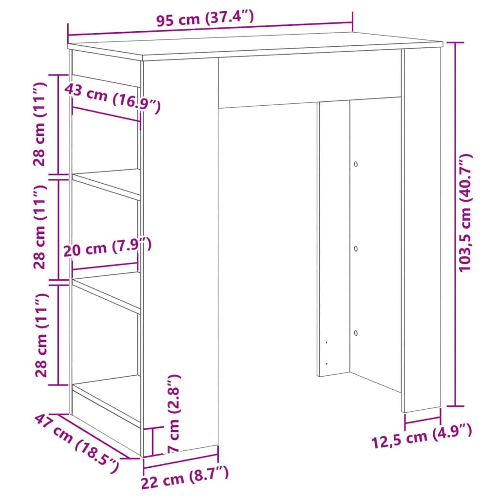 Tavolo da Bar con 3 Ripiani Bianco Mobile Alto 95x47x103,5cm | Mobile alto salvaspazio per cucina e soggiorno, ideale per aperitivi in casa e per riporre bottiglie o stoviglie.