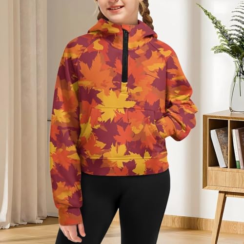 Cute Hoodies for Girls 5-14 Girls Half Zip Sweatshirt for Kids Long Sleeve Tops Athletic Hoodie with Pockets4