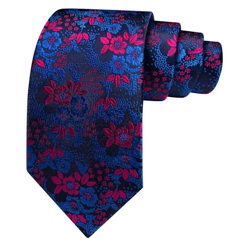 Image of Barry.Wang Men Tie Set Floral Paisley Silk Necktie Pocket Square Cufflinks Formal Wedding Party Business