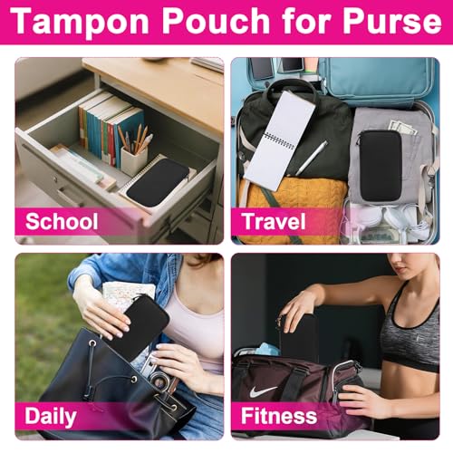 Image of Tampon Holder for Purse, Portable Tampon Bag Organizer Case for Women's Purse, Travel-Friendly Discreet Period Bag for Feminine Products, Waterproof Pad Bag, Black(Bag Only)