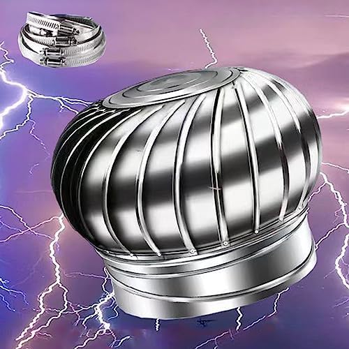 Attic Turbine Ventilator - 304 Stainless Steel Roof Vent Cap for Houses, Farms, & Industrial Use - 6-30 Inch Sizes for Chimney Stoves & Flue (300mm/11.8in)