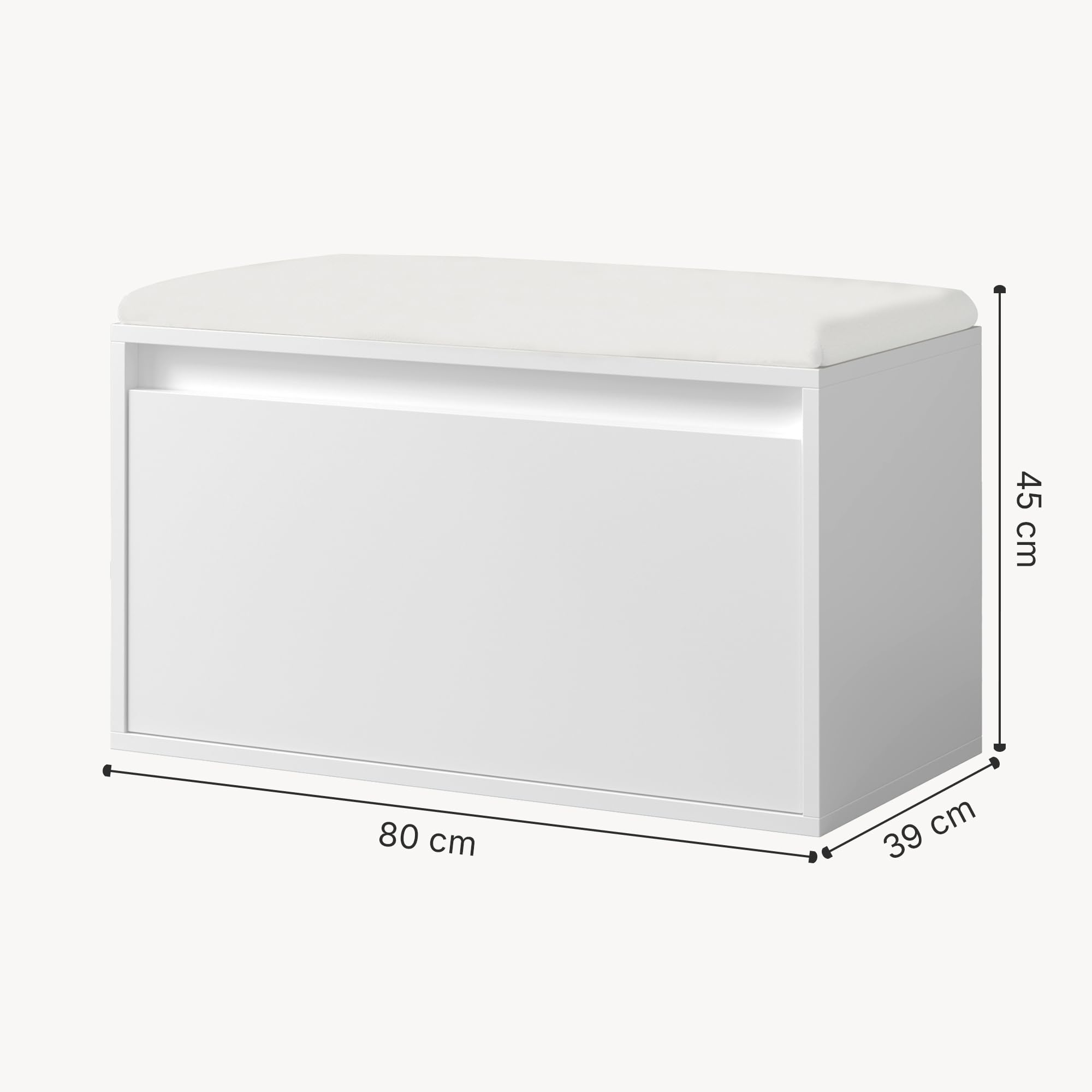 [en.casa] Panchina Portascarpe con Cassetto Scarpiera con Seduta Imbottita Similpelle e Contenitore Estraibile per Ingresso Camera 80 x 39 x 45 cm Bianco