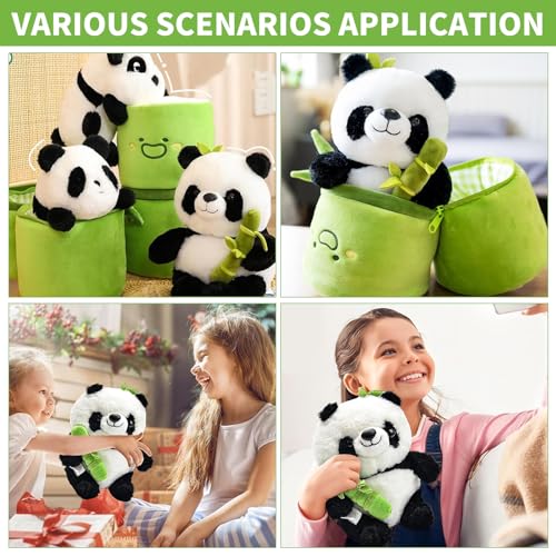 Bocguy Panda Kuscheltier Stofftier, 26cm PandaPlüsch-Plüschtier, Panda mit Sitzendem Bambus-Plüsch Versteckt für Jungen und Mädchen
