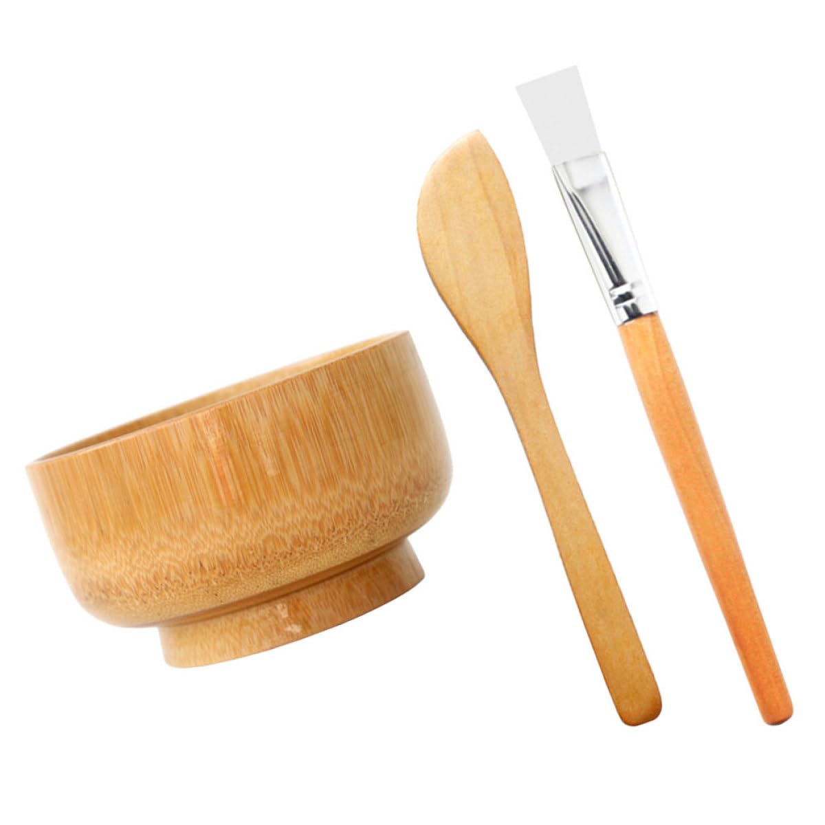 Set Pratica e Facile da Trasportare Ciotola per Maschera Viso in Legno Colore Casuale con Pennello e Spatola per Uso Professionale in Saloni di Bellezza e Viaggi