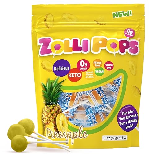 Zollipops Clean Teeth Pops Sugar Free Candy, Dye-Free Lollipops -
