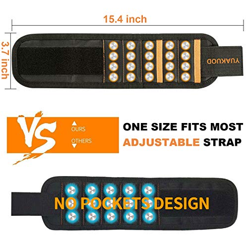 Magnetic Wristband Tools, Tool Belt With 20 Strong Magnets for Holding Screws/Nails/Drill Bits, Magnetic Wristband Gifts for Him/Men/Father/Dad/DIY Handyman/Electrician/Husband/Boyfriend (Black)