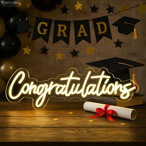 Image of Graduation Decorations 2026 | Congratulations Neon Light Sign | Congratulations Light Up Sign | Graduation Decorative Lights | Backdrop for Grad Decorations Class of 2026, KatchOn