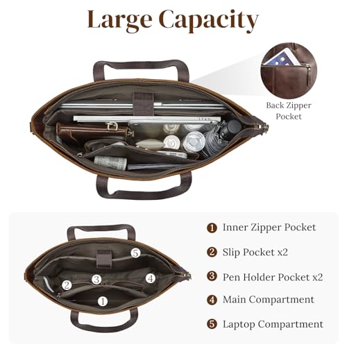 S-ZONE Women Leather Tote Crossbody Bag Large Work Shoulder Handbag Purse with Laptop Sleeve and Wrist Wallet 2Pcs Set - Image 6