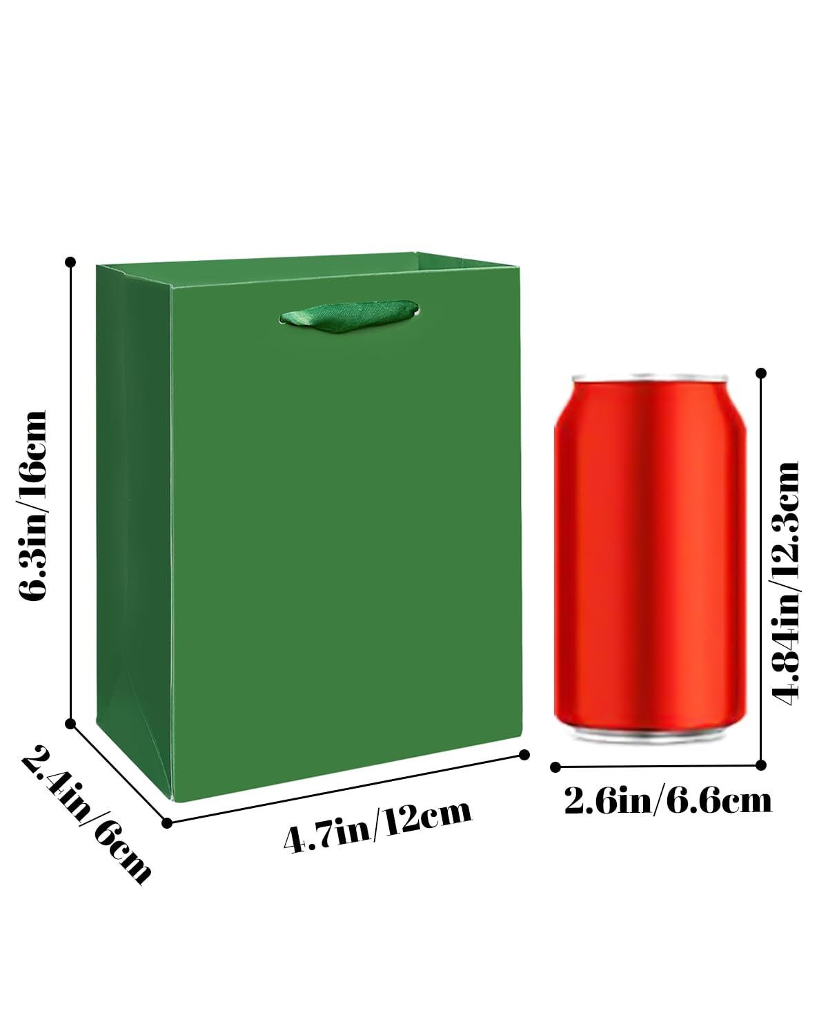 qiqee 10PCS Deep Green Mini Gift Bags with Tissue Paper Handles 6.3"x4.7"x2.4" Small Size Present Party Favor Bags（Tissue Paper Included ）