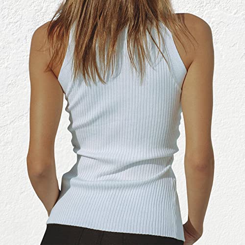 Image of Women Strapless Crop Top Sexy Hollow Out Twist Front Knitted Tank Tops Sleeveless Y2K High Neck Cut Out Sweater Vest