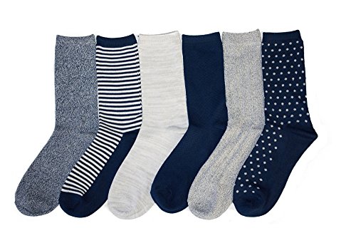 Cuddl Duds Women's 6PK supersoft crew socks (Blue), One Size - (4-10)