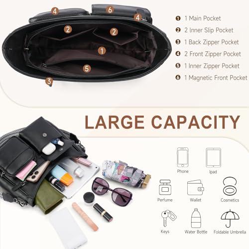 Image of Crossbody Bags for Women Trendy Vegan Leather Crossbody Purse Shoulder Handbags Multiple Pockets Hobo Bag Ladies