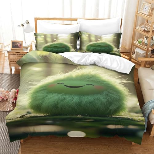 Parure de lit imprimé 3D verte avec housse de couette microfibre super douce 140x200