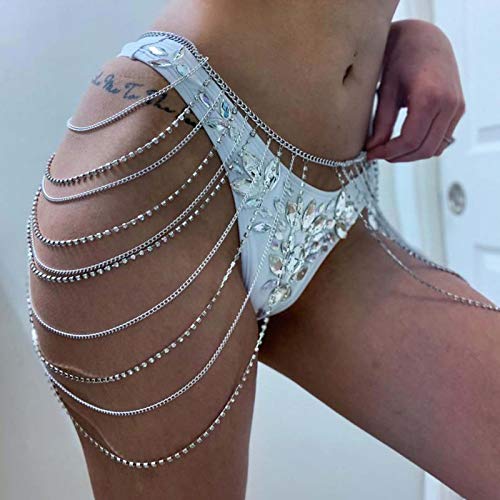 Brishow Rhinestone Body Chains Layered Crystal Waist Chain Beach Bikini Fashion Body Jewelry Accessories for Women and Girls3