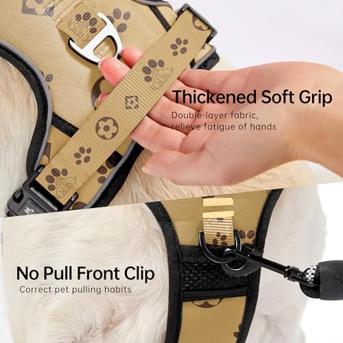 NESTROAD No Pull Dog Harness,Adjustable Oxford Dog Vest Harness with Leash,Reflective No-Choke Pet Harness with Easy Control Soft Handle for Small Dogs(Small,Light Brown) by NESTROAD - Image 3