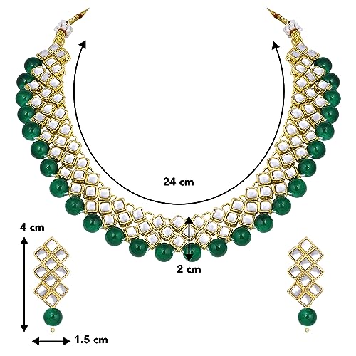 Image of Peora Kundan Faux Pearl Necklace & Jewelry Set Gift for Women