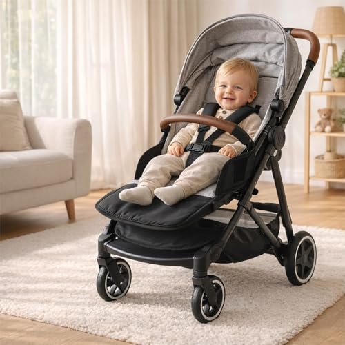 Poggiapiedi per Passeggino, Poggiapiedi per Estensione Passeggino, Supporto per Piedi per Passeggino Rimovibile e Regolabile (BLACK)