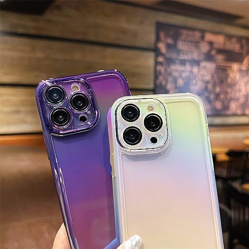 Protection paillettes laser arc-en-ciel iPhone 13 style violet