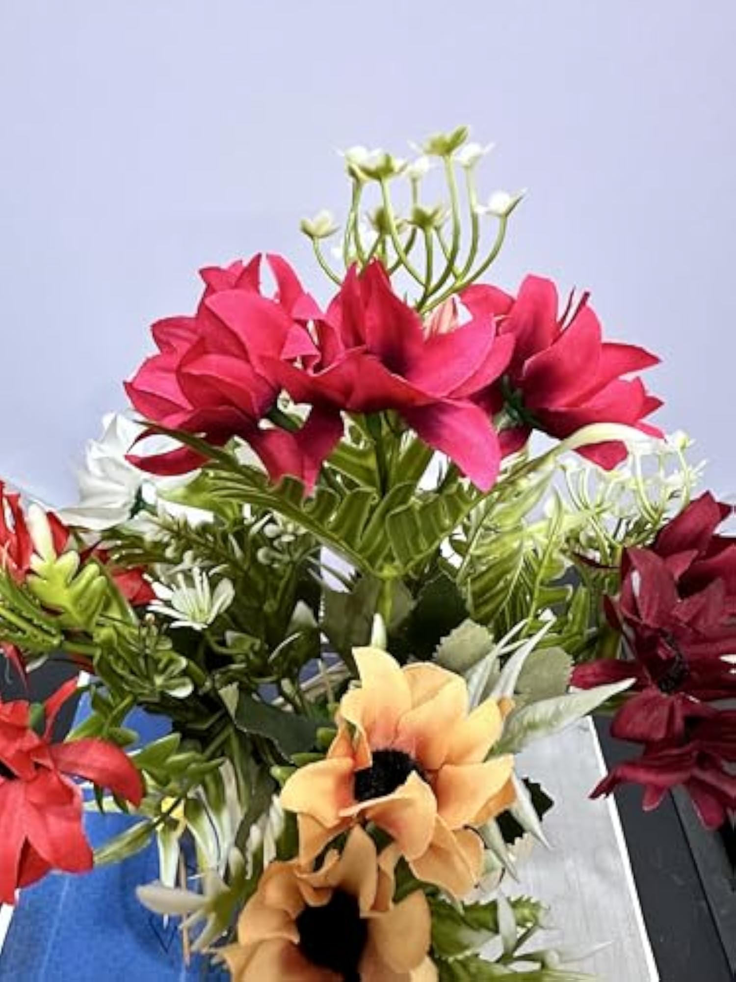 Wooden Pot with Multi-Design Dry Artificial Flowers, Elegant Décor Gift