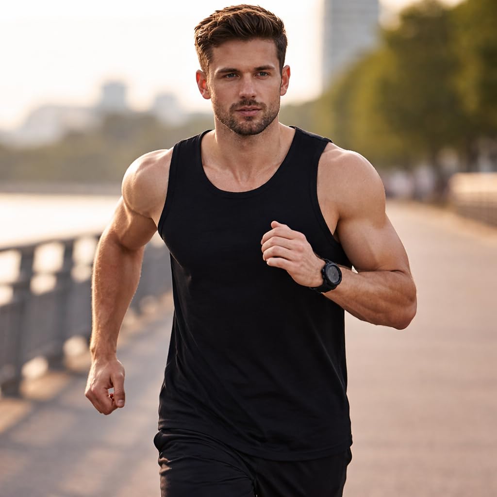 COSHAL Lot de 3 débardeurs d'été sans manches 100 % coton pour homme - Pour la gym, l'entraînement, le quotidien - Grande taille