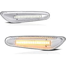 VIPMOTOZ Chrome Full LED Strip Side Marker Light Front Fender Turn Signal Lamp Assembly Pair Replacement For BMW E82 E88 E90 E91 E92 E93 E60 E61 E83, Driver & Passenger Side