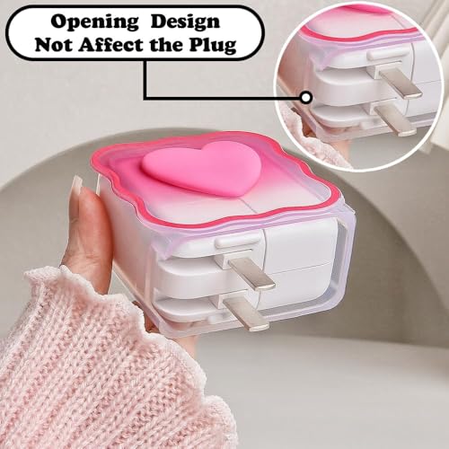 Image of FACTOTECH Case for MacBook & iPad Charger, 29w 30w 35w Charger Case, Travel Cord Organizer, Accessories (for Apple 29w 30w 35w Adapter)-Magenta Heart