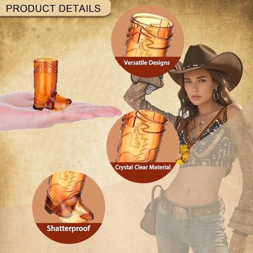 12Pcs Mini Cowboy Boot Shot Glasses, 1oz Plastic Cowgirl Boot Cups by YINGLUBEN - Image 3