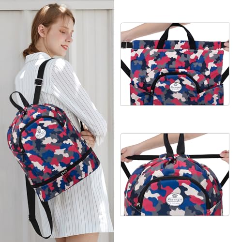 HUA ANGEL Ultralight Drawstring Backpack for Gym/Travel Water-Resistant Unisex Sports Sack with Shoe & Basketball Compartment4