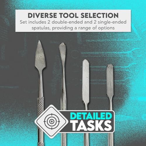 SE 4-Piece Stainless Steel Spatula Set - Versatile Tools for Electronics, Jewelry, Clay, and Craft Projects - DD301 - Image 2