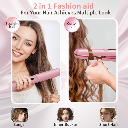 Plancha de Pelo Mini Inalámbrica 2 en 1 Cerámica miniatura 2